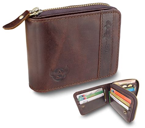 men's leather wallet with zipper.